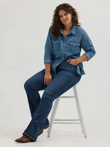 Wrangler Women's Bespoke Lacey High Rise Boot Cut Jean 8