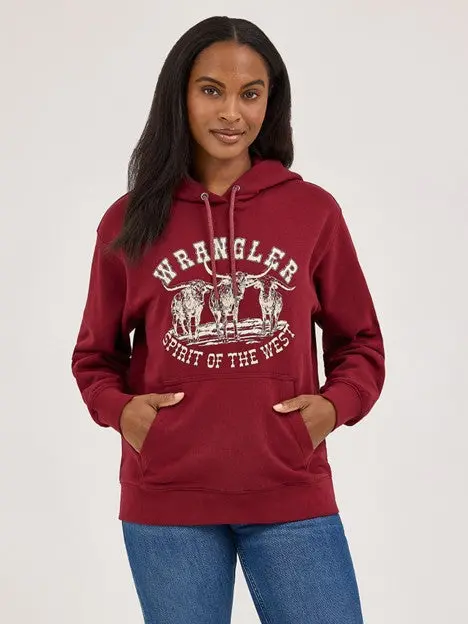 Wrangler Women's Cabernet Spirit Of The West Graphic Hoodie 1