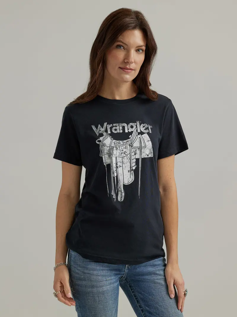 Wrangler Women's Jet Black Saddle Graphic Tee 1