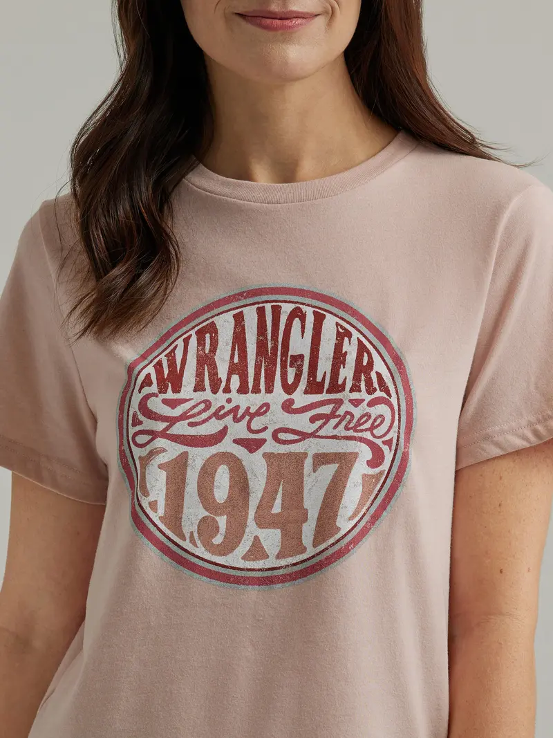 Wrangler Women's Peach Heather Nostalgia Logo Graphic Tee 4