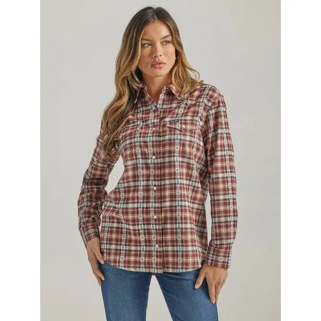 Wrangler Women's Retro Argan Oil Boyfriend Flannel Shirt 1