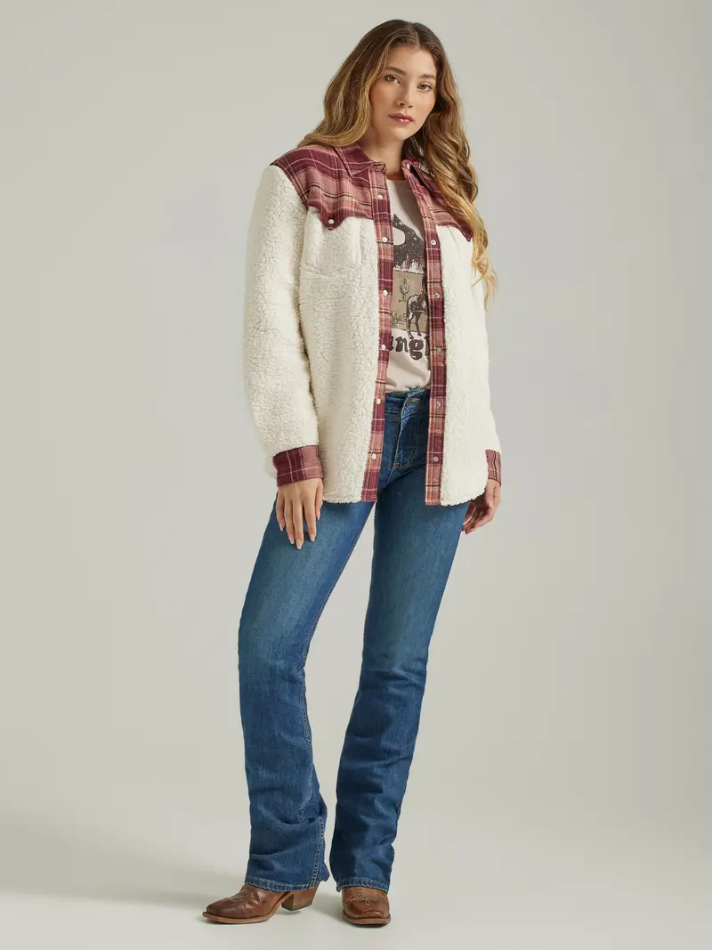 Wrangler Women's Retro Western Boyfriend Sherpa Jacket 4