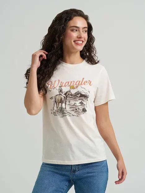 Wrangler Women's Whisper White Western Landscape Graphic Tee 1