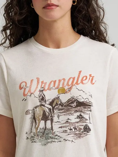 Wrangler Women's Whisper White Western Landscape Graphic Tee 3