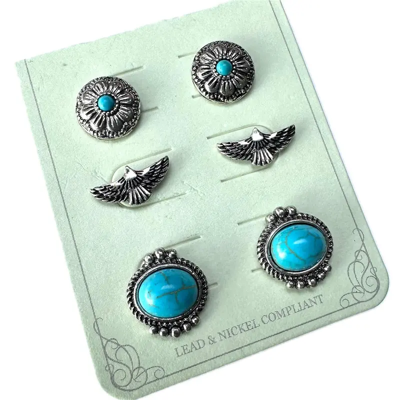Wyo-Horse 3 Pair Turquoise Free Bird Earrings 1