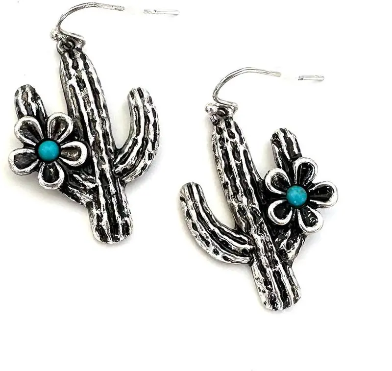 Wyo-Horse Cactus Flower Earrings 1