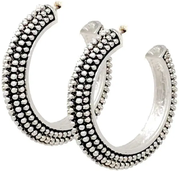 Wyo-Horse Dotted Silver Hoop Earrings 1