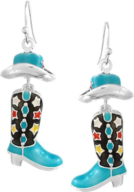 Wyo-Horse Enamel Cowboy Boot Earrings 1