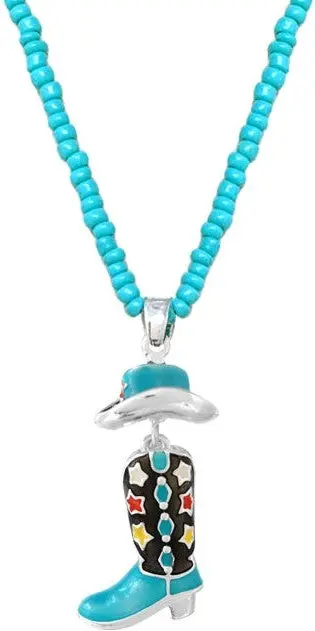 Wyo-Horse Enamel Cowboy Boot Necklace 1