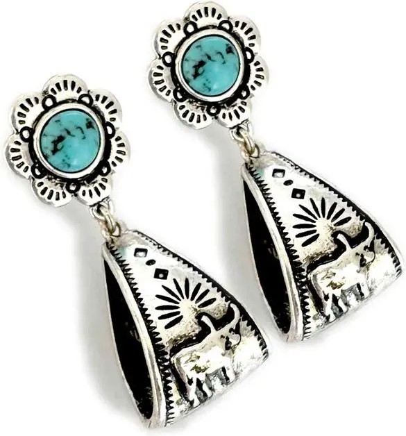 Wyo-Horse Longhorn Embellished Stirrup Earrings 1