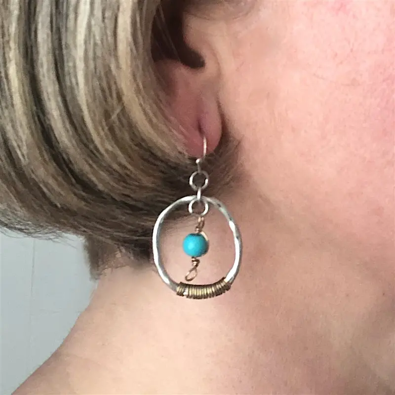 Wyo-Horse Patina Oval Teardrop Earrings 1