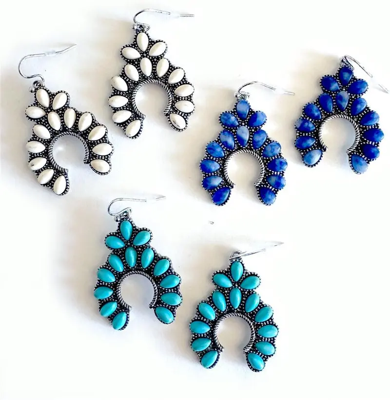 Wyo-Horse Stone Squash Blossom Earrings 1