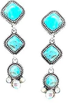 Wyo-Horse Turquoise Triple Cascading Stone Earrings 1