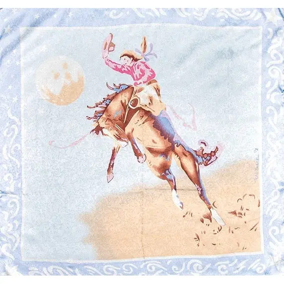 Wyoming Traders Blake Blue Cowgirl Limited Edition Silk Scarf 1
