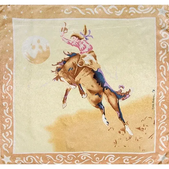 Wyoming Traders Blake Tan Cowgirl Limited Edition Silk Scarf 1