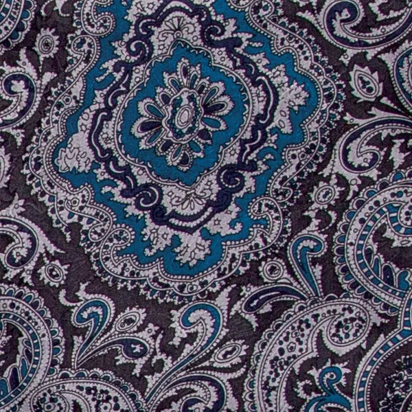 Wyoming Traders Blue And Silver Paisley Jacquard Silk Scarf 1
