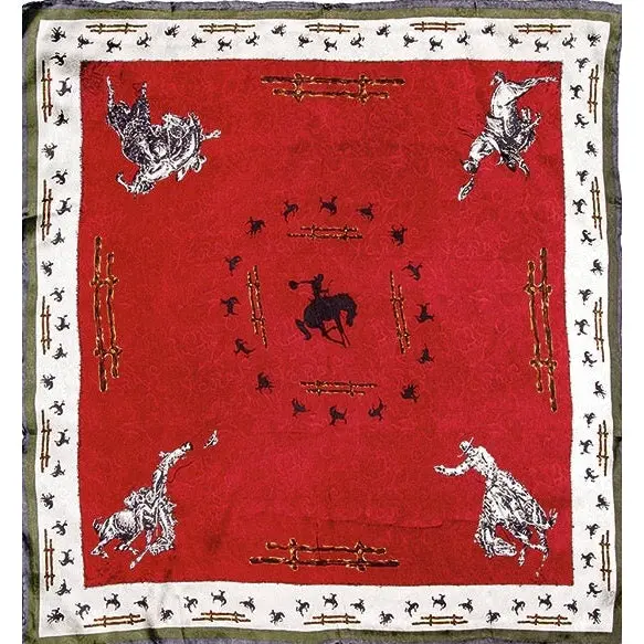 Wyoming Traders Burgundy Fences Limited Edition Silk Scarf 1