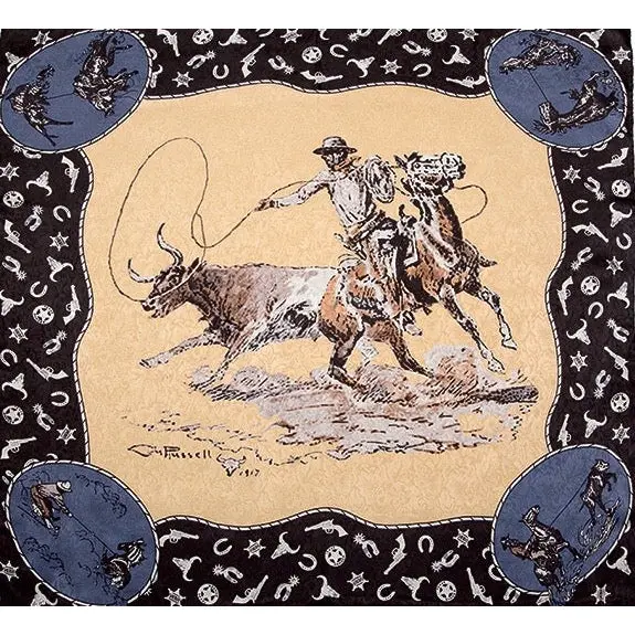 Wyoming Traders Cm Russel Tan Limited Edition Silk Scarf 1