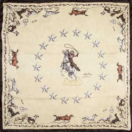 Wyoming Traders Ivory Mustang Limited Edition Silk Scarf 1