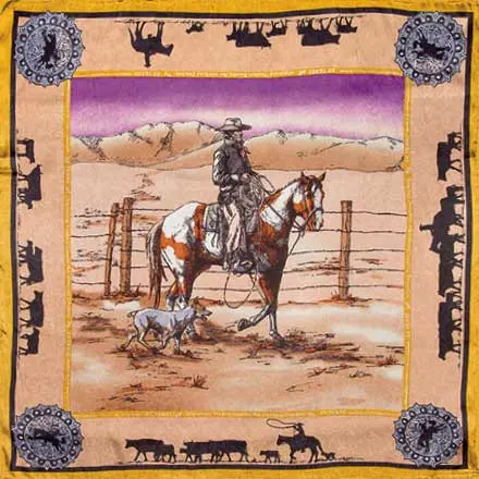 Wyoming Traders Limited Edition Anniversary Paint Tan Silk Scarf 1