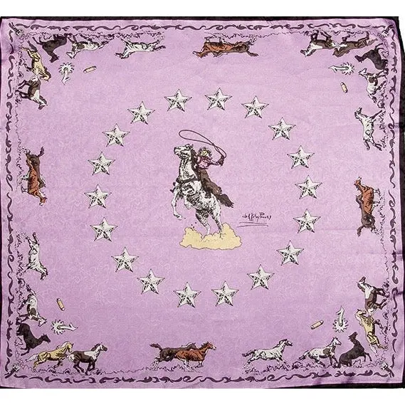 Wyoming Traders Limited Edition Lavender Mustang Silk Scarf 1