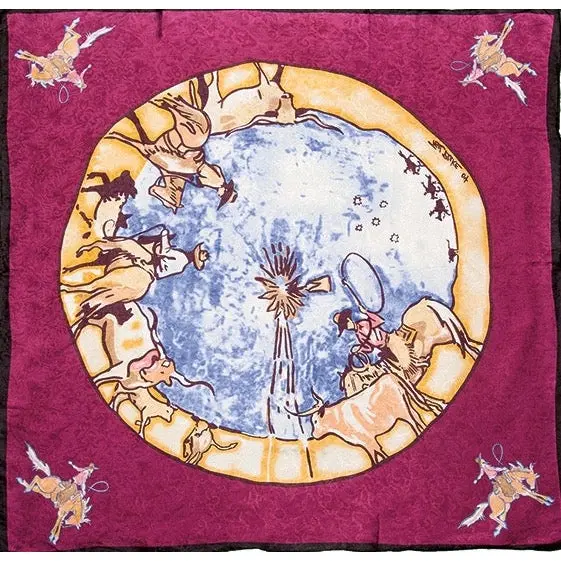 Wyoming Traders Raspberry Windmill Limited Edition Silk Scarf 1