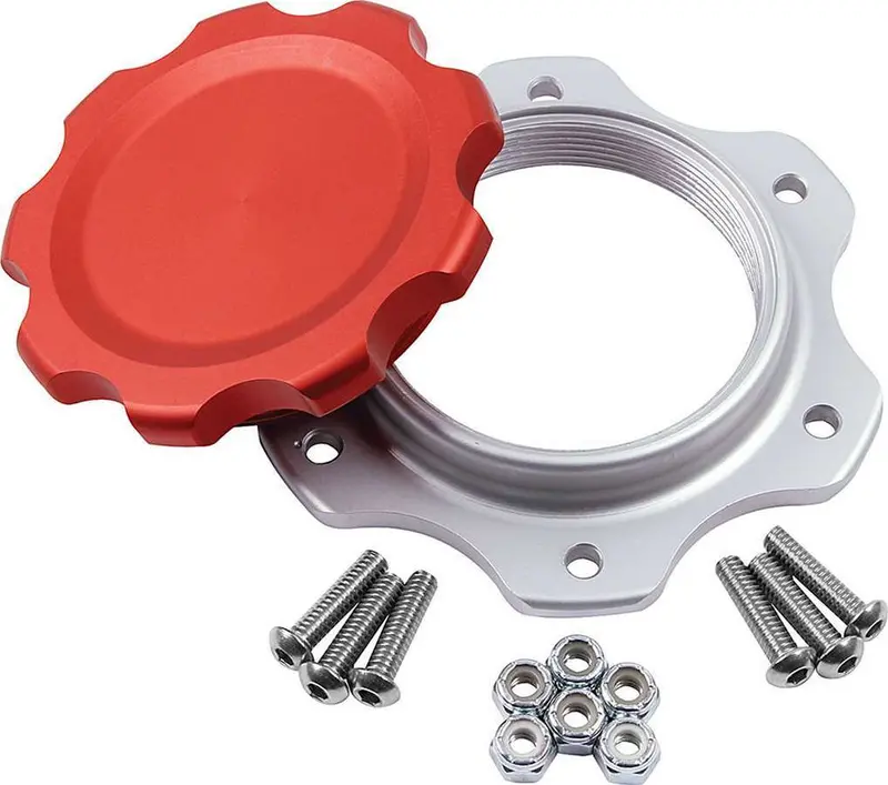 Allstar Performance Jaz-Style Fuel Cell Cap & Bung — 6-Bolt Red Assembly 1