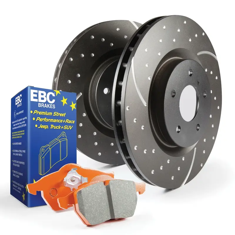 Ebc S8Kf1208 Brake Service Kit – Orangestuff Pads + Gd Drilled & Slotted Rotors 1