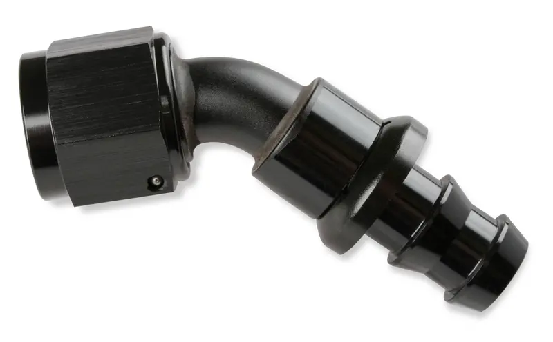 Mr. Gasket Anodized Black -8An Push-On Hose Fitting – 45° Swivel End (204508-Bl) 1