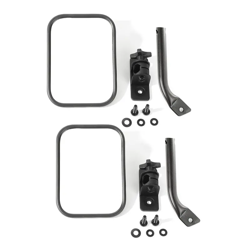 Rugged Ridge Stubby Trail Mirrors – Textured Black Rectangular Pair 1