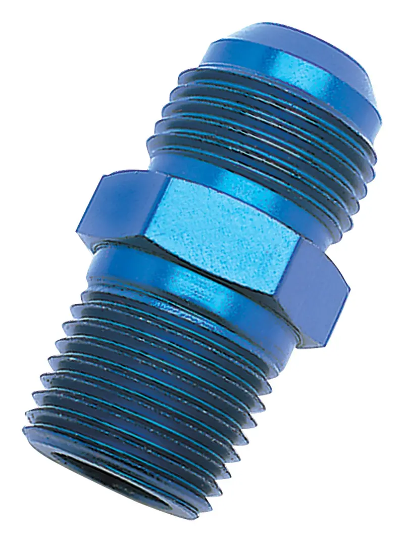 Russell Blue Anodized -10An Straight Flare To 3/8" Pipe Adapter Fitting 1