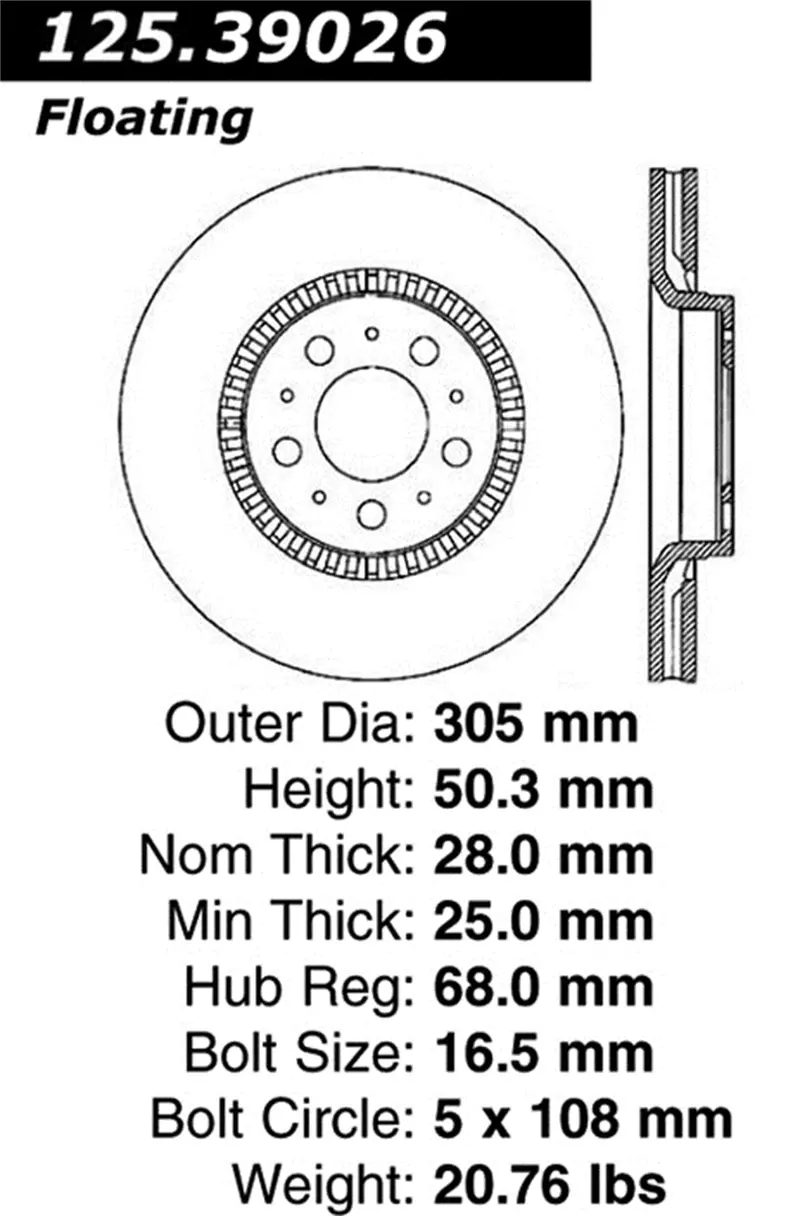 Stoptech 125.39026Cry High-Carbon Cryo-Forged Front Brake Rotors 1