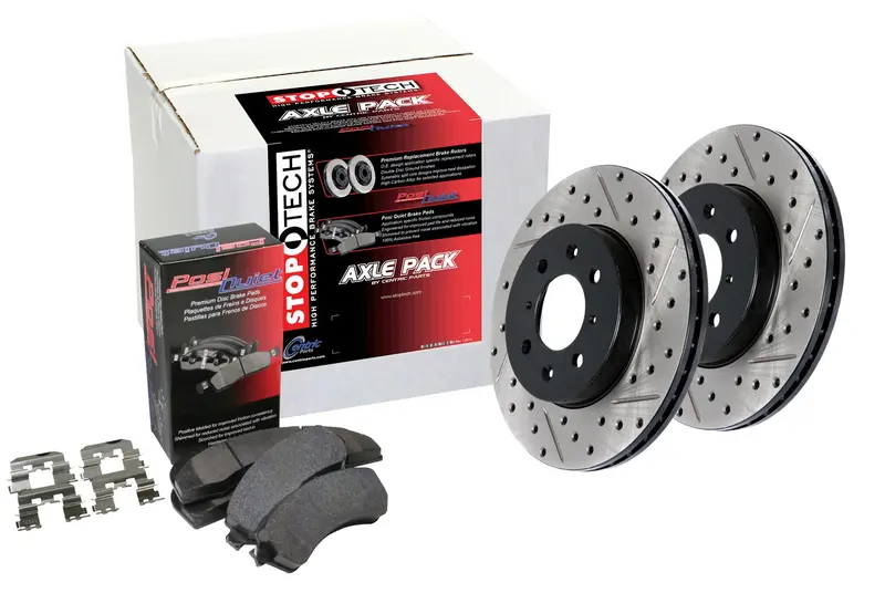 Stoptech Drilled & Slotted Front Brake Kit — Street-Optimized Axle Pack 1